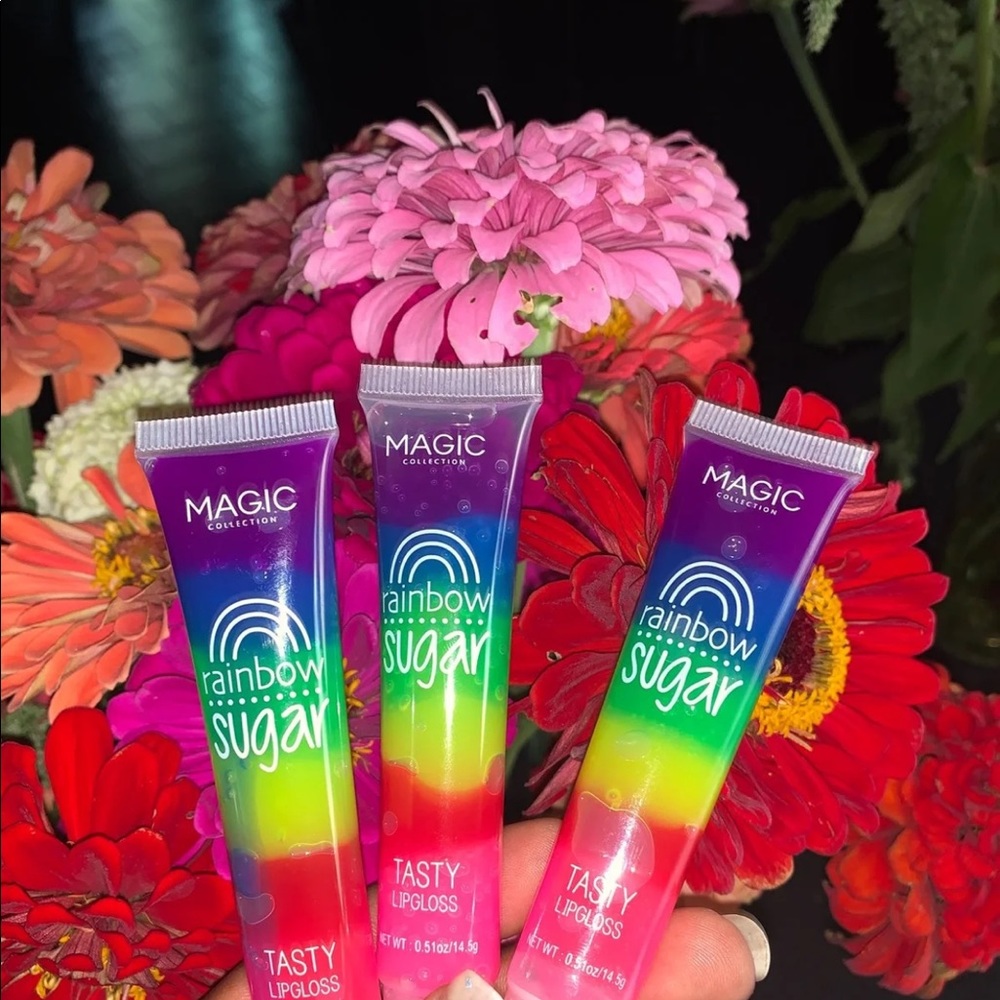 3 rainbow lipglosses